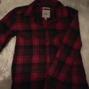 Red and black plaid fleece